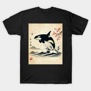 Kawaii Orca Ink Japanese Streetwear Novelty Funny Orca T-Shirt